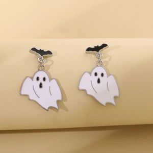👻 Awesome Ghost With Bat Drop Earrings 🦇